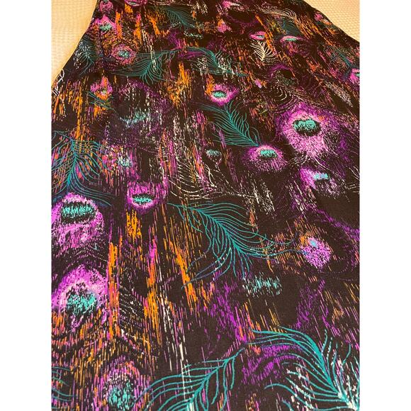 Jostar Y2K Boho Whimsy Goth Peacock Black Purple Blue Stretch Maxi Tank Dress XL - Picture 11 of 12